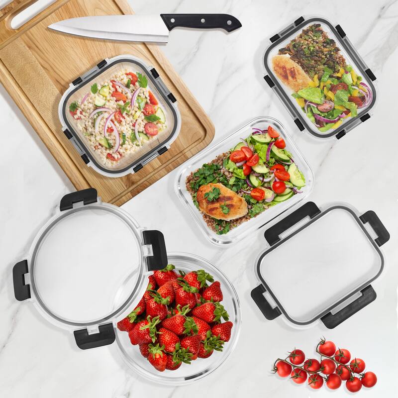 Sorbus Round Airtight, Leak-proof Glass Food Prep and Storage Container with Lid (Single) - "L x 7"W x 3"H
