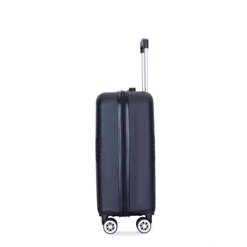 4-Piece, Modern Lightweight Luggage with Adjustable Pull Rod and 360° Airplane Wheels, for Boarding Travel, Black