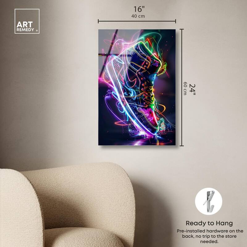 Bright Lights Sneaker Acrylic by Art Remedy, Ready to Hang