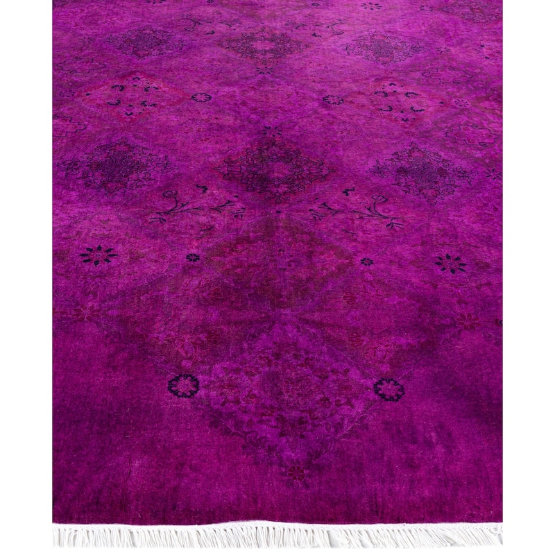 Overdyed One-of-a-Kind Hand-Knotted Area Rug - Purple - 8' 1" x 8' 1"