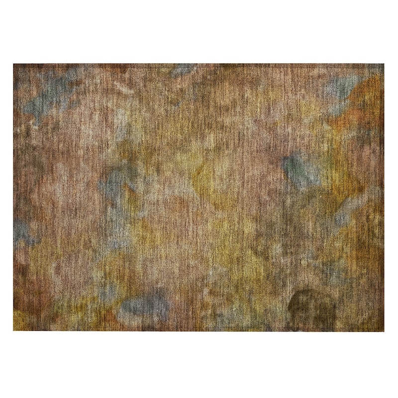 Machine Washable Indoor/ Outdoor Abstract Contemporary Chantille Rug