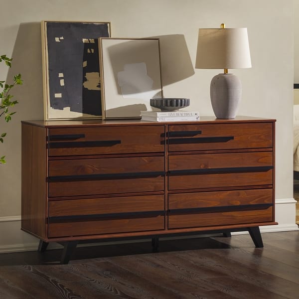 middlebrook modern dresser Walker Edison Contemporary Solid Wood 6-Drawer Dresser