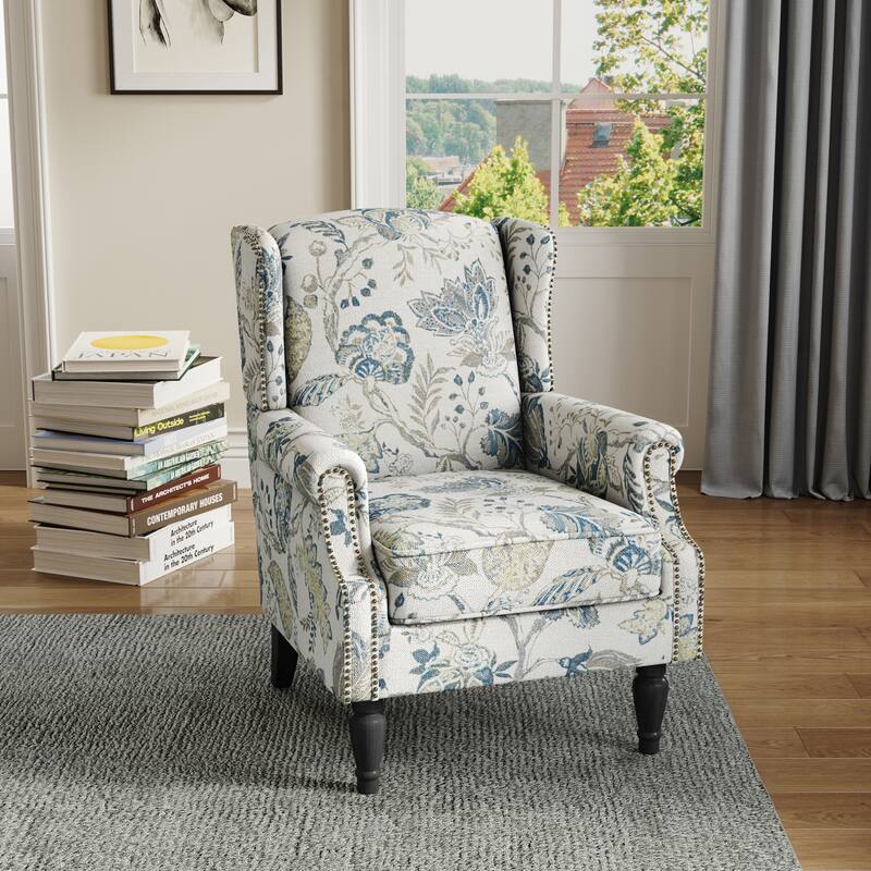 Wingback Accent Chair Nailhead Trim Living Room Reading Chair