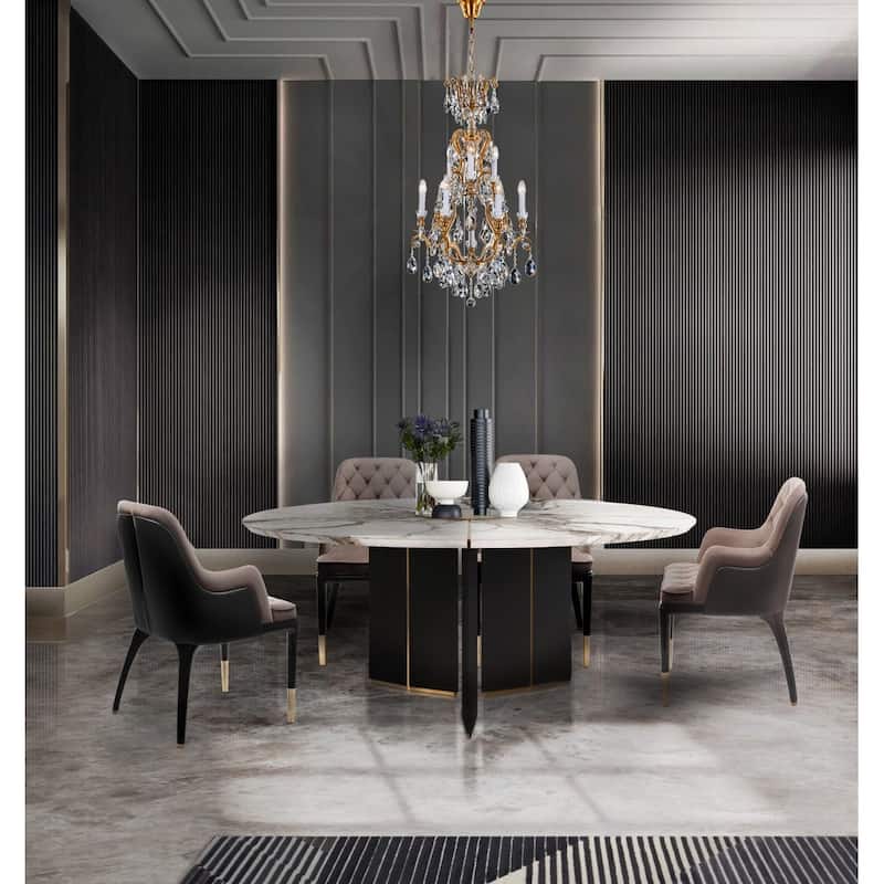 10-Light Antique Brass Metal Chandelier With Clear Crystal Accents