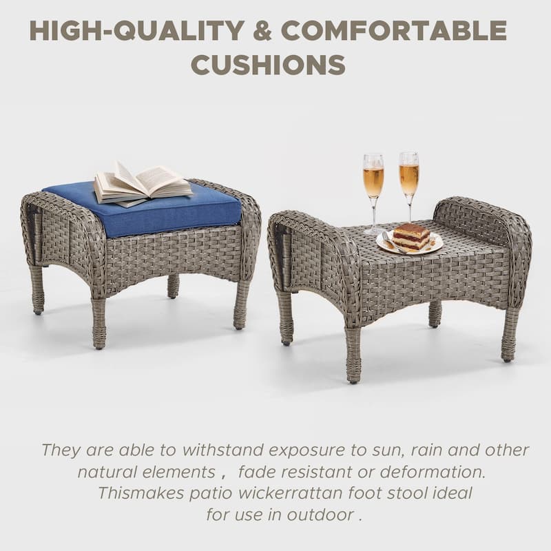 3-Seat Patio Wicker Sofa with Cushion