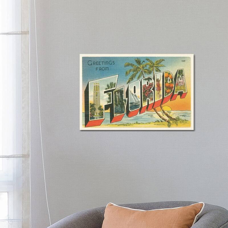 iCanvas "Greetings from Florida v2" by Wild Apple Portfolio Canvas Print - 18x26x1.5