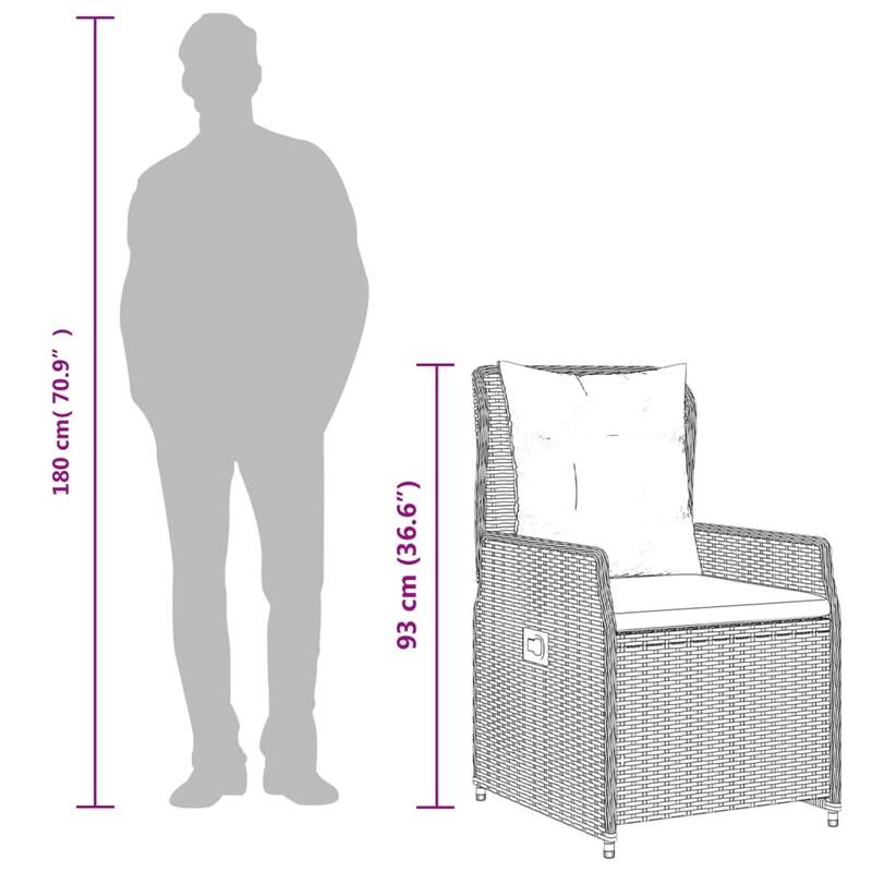 vidaXL Garden Dining Set Black, Cream White Poly Rattan 8 Seater - 31.5 x 74.8 x 29.1 in.