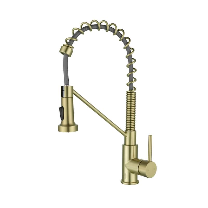 Indigo Home Single Handle Pull Down Sprayer Kitchen Faucet - Brushed Gold