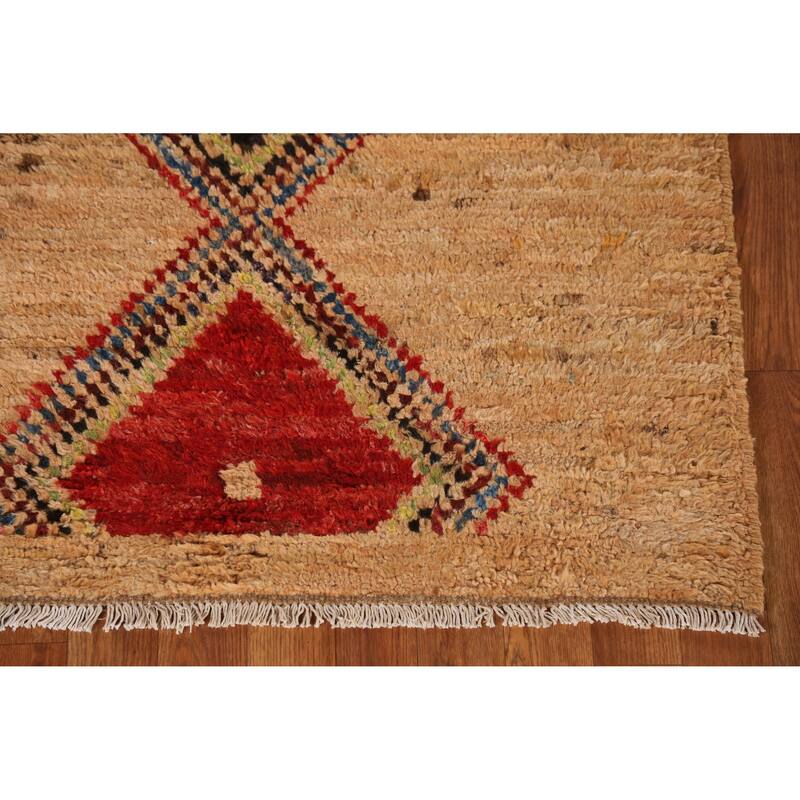 Moroccan Oriental Runner Rug Hand-Knotted Wool Carpet - 3'2" x 12'8"