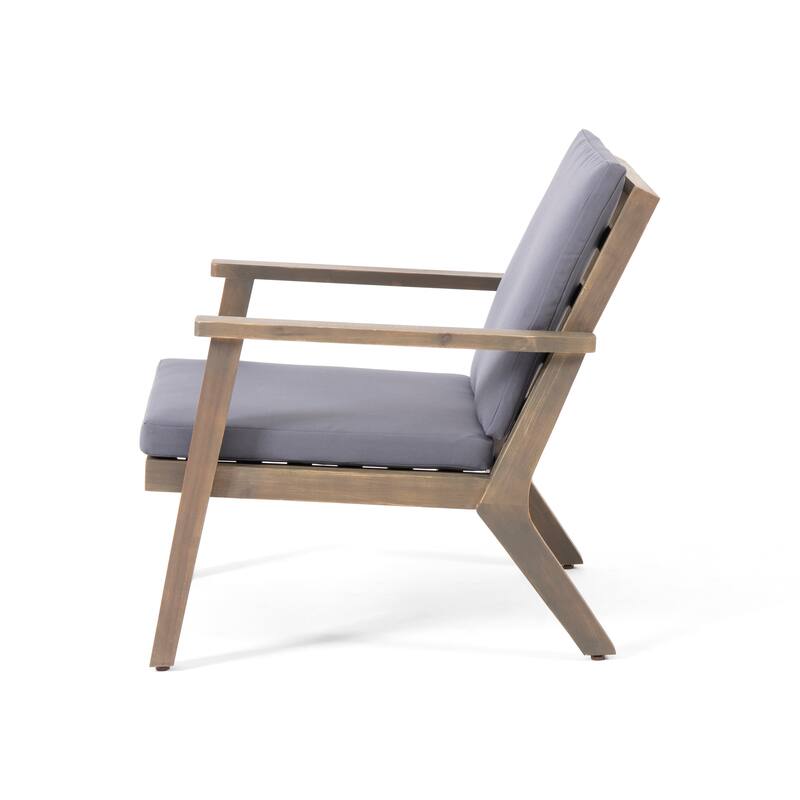 Temecula Outdoor Acacia Wood Club Chairs with Cushions (Set of 2) by Christopher Knight Home