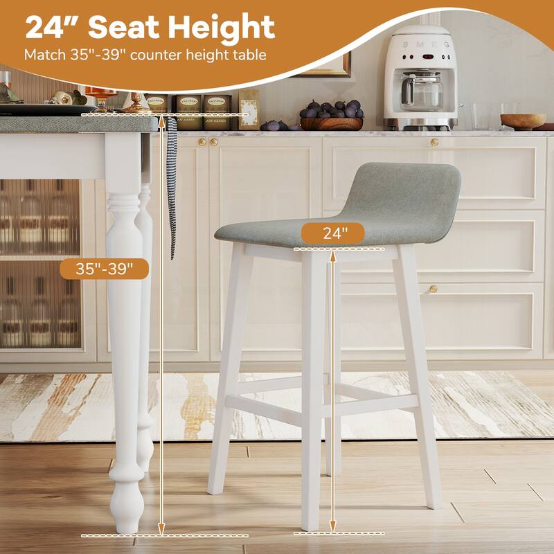 Gymax 29'' Upholstered Barstools w/ Low Back Footrest & Wood Legs for