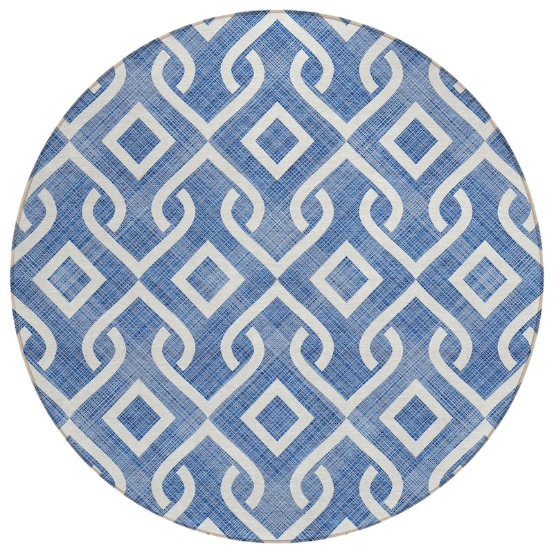 Machine Washable Indoor/ Outdoor Chantille Trellis Scroll Rug