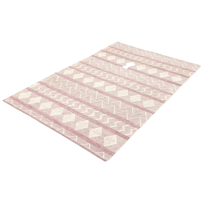 ECARPETGALLERY Braid weave Sienna Pink Wool Rug - 5'11 x 9'2