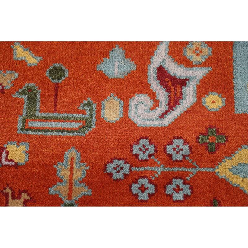 Hand Knotted Oriental 100% Wool Carpet Traditional Tribal Oranges & Rust Heriz (serapi) Area Rug - 11' 9'' X 8' 10''