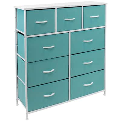 Modern Fabric and Metal 9-cubby Storage Tower