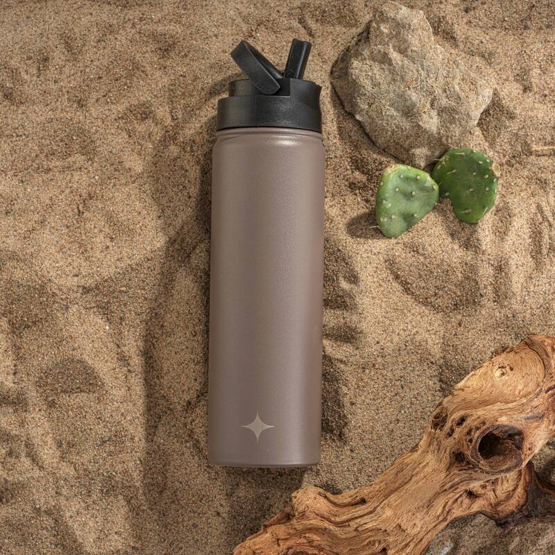 JoyJolt Triple Insulated Stainless Steel Water Bottle with Flip Lid & Sport Straw Lid - 22 oz