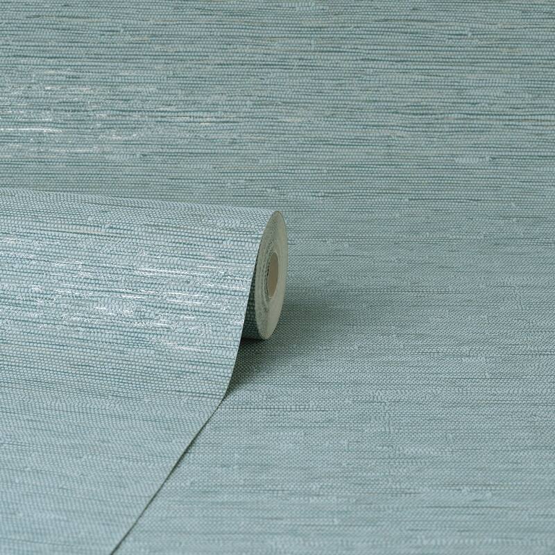 Fine Decor Mephi Teal Grasscloth Wallpaper