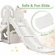 preview thumbnail 31 of 39, 4-in-1 Kids Slide with Climber, Basketball Hoop and Storage Space, Freestanding Outdoor Indoor Slide Playset