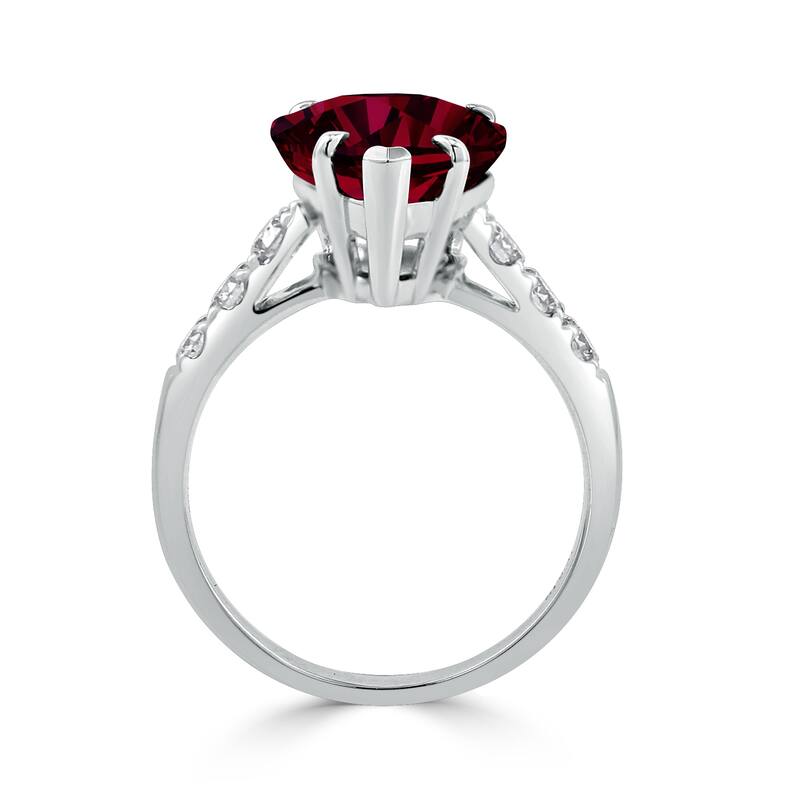 Auriya 7 1/6ct Pear-cut Red Ruby and Diamond Ring 3/8cttw 18K Gold