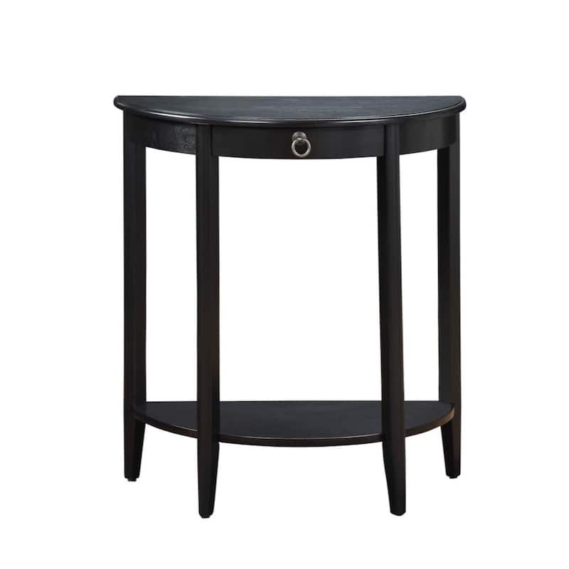 Wooden Half Moon Shaped Console Table with One Storage Drawer - 28 H x 13 W x 26 L Inches
