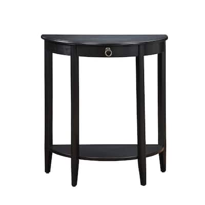 Wooden Half Moon Shaped Console Table with One Storage Drawer - 28 H x 13 W x 26 L Inches