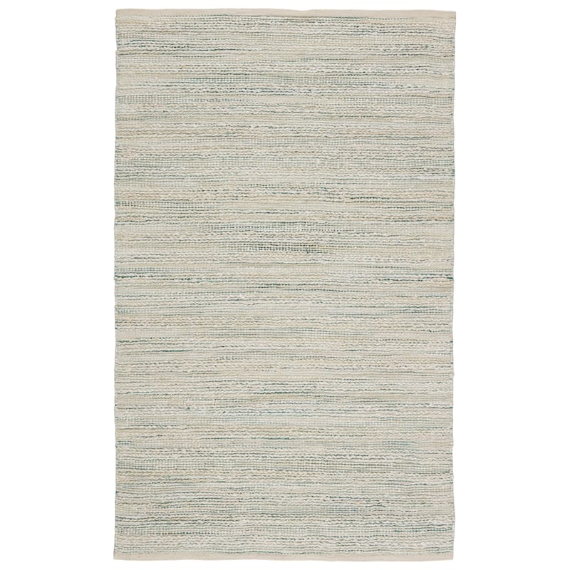 Solis Natural Jute Stripe Area Rug - 5' x 8' - White/Turquoise - Runner/Rectangle
