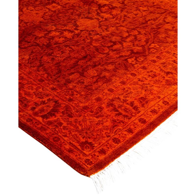Overdyed One-of-a-Kind Hand-Knotted Area Rug - Orange - 3' 0" x 7' 6"