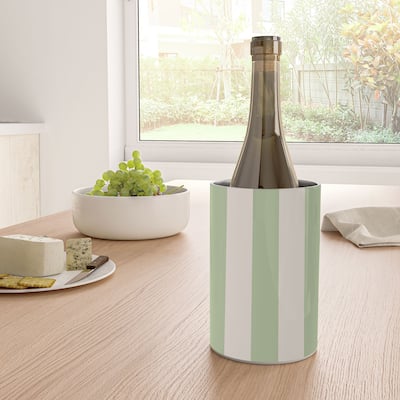 Daily Regina Designs Pastel Green Vertical Stripes Wine Chiller