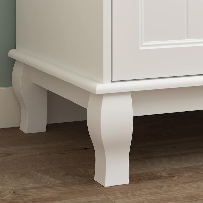 Timechee 63" Wardrobe ARMOIRES White 4 Doors 2 Drawers Lacquer