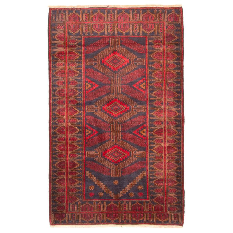 ECARPETGALLERY Hand-knotted Teimani Dark Navy Wool Rug - 2'11 x 4'8