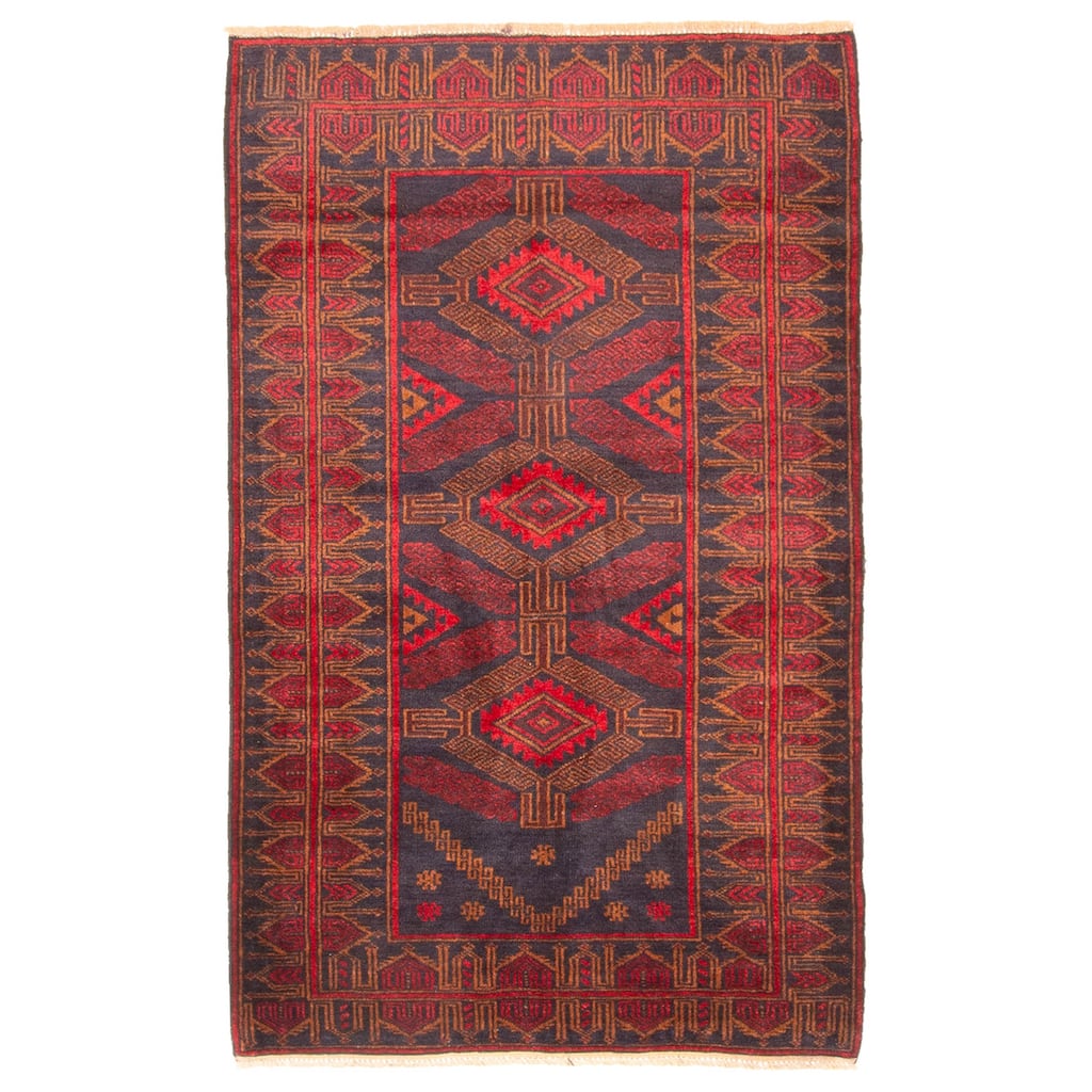 ECARPETGALLERY Hand-knotted Teimani Dark Navy Wool Rug - 2'11 x 4'8