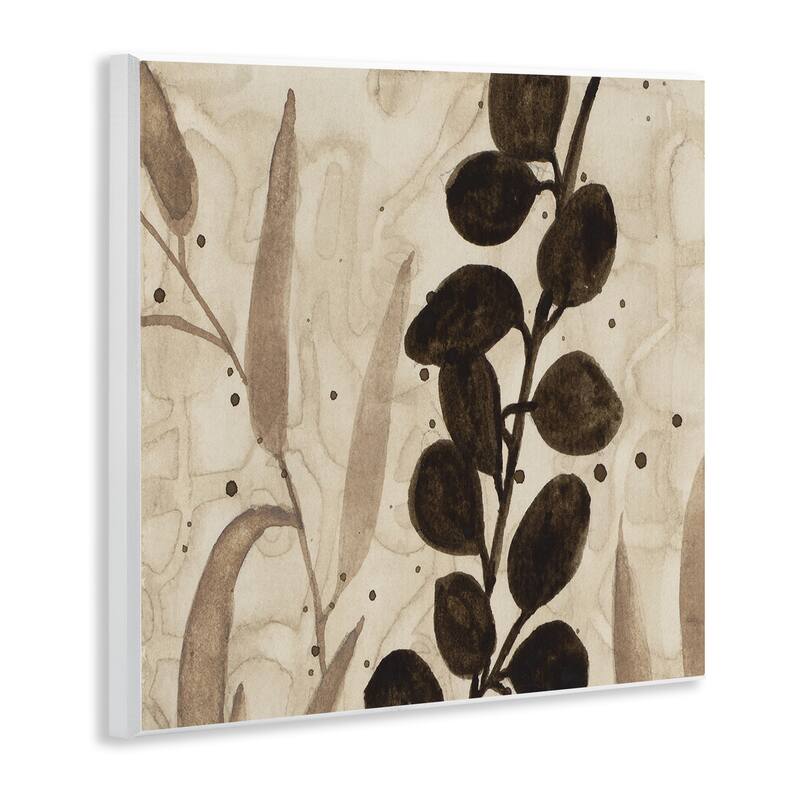 Stupell Asymmetrical Natural Leaves Wall Plaque Art Design By Krinlox