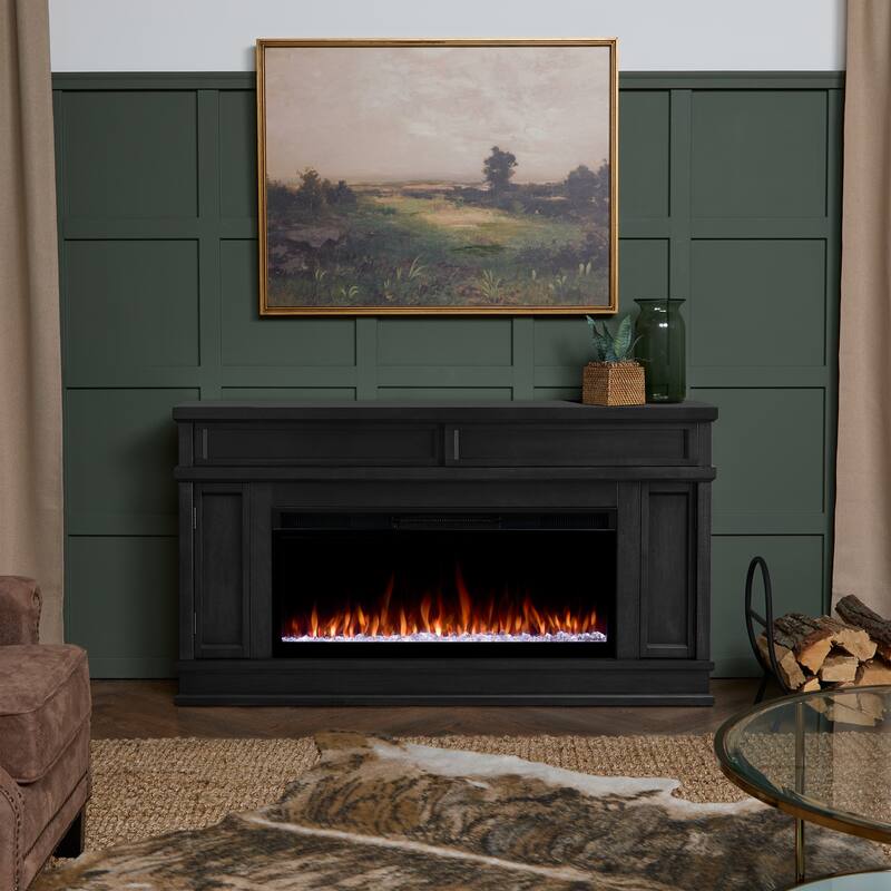 Torrey 60" Smart Landscape Electric Fireplace TV Stand by Real Flame - Black