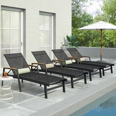 Oxton Outdoor Aluminum Chaise Lounge (Set of 4) by Christopher Knight Home