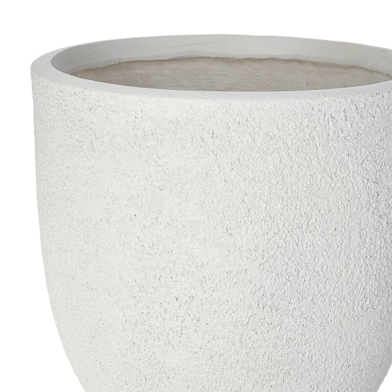 Lightweight Matte Textured MGO Flower Pot Set of 3,Round Concrete Stackable Planter with Drainage Holes and Rubber Plug