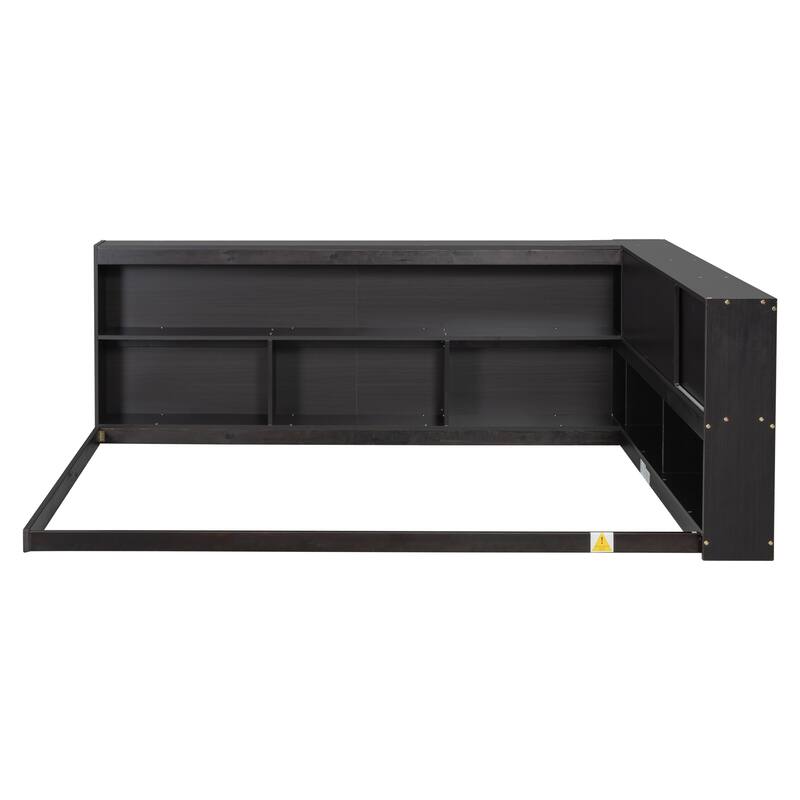 Floor Bed with L-shaped Bookcases
