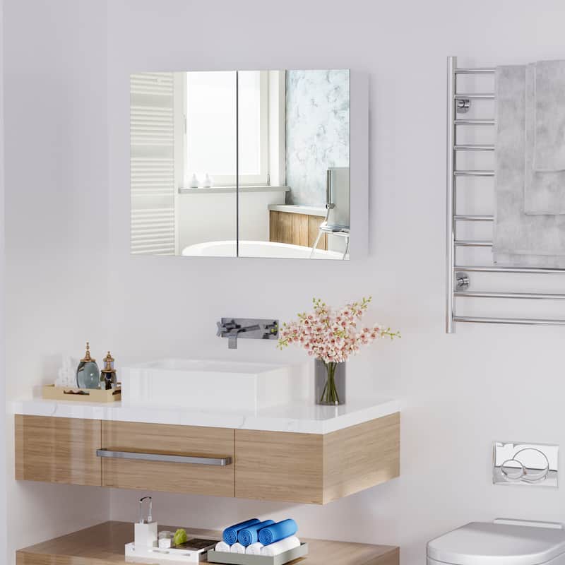 HOMCOM Double Door Wall Mounted Bathroom Mirror