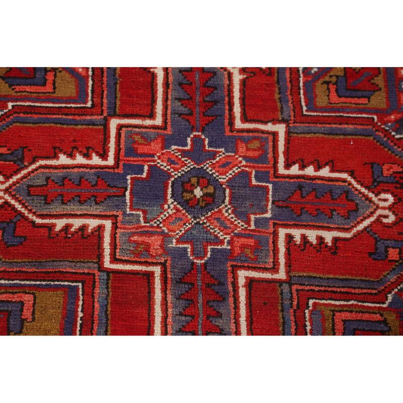Hand Knotted Oriental 100% Wool Carpet Traditional Medallion Red Heriz Area Rug - 9' 1'' X 7' 3''
