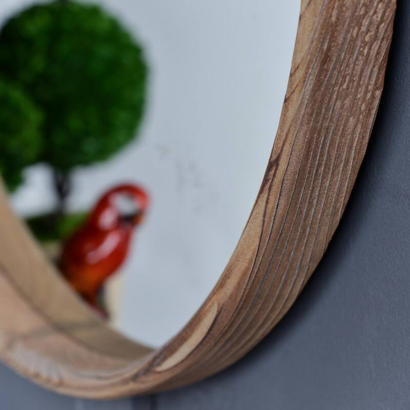 Round Wall Mounted Wood Mirror