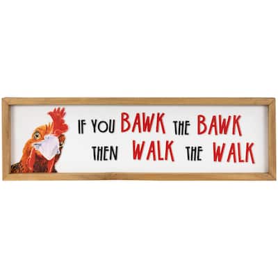 Bawk and Walk Rooster Framed Metal Wall Sign - 19.75"
