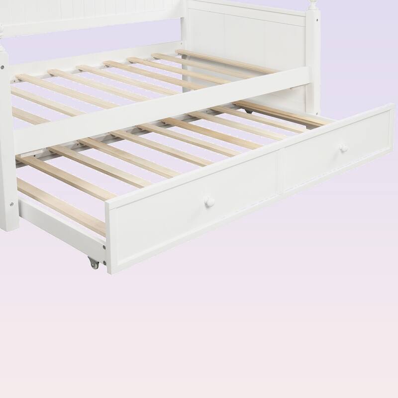 Modern Twin Size Wood Daybed with Twin Size Trundle