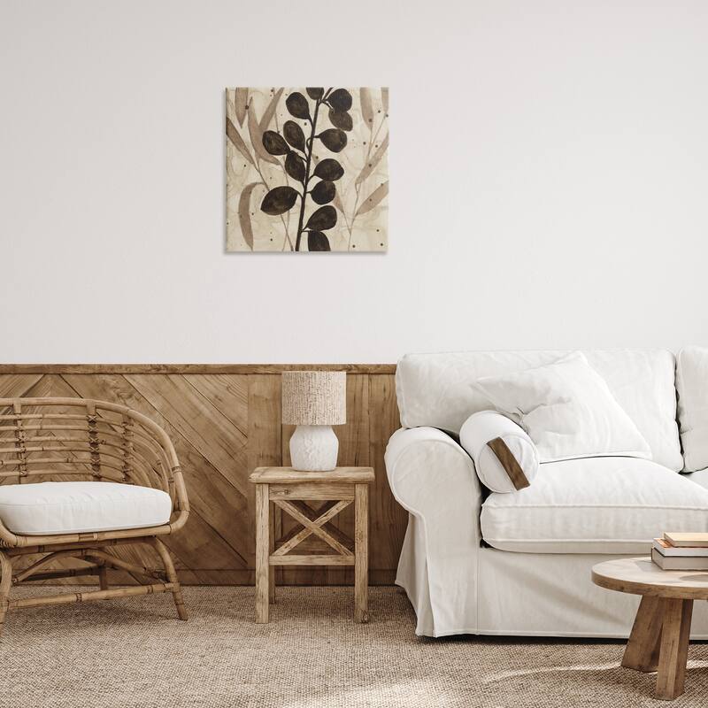 Stupell Beige & Brown Natural Leaves Canvas Wall Art Design By Krinlox