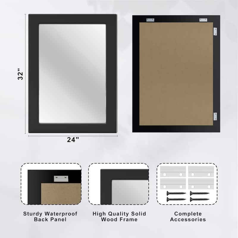 Farmhouse Style Wooden Square Mirror, Pastoral Style in The Bathroom