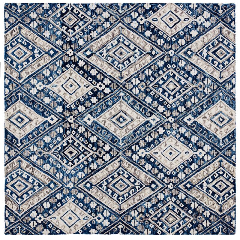 SAFAVIEH Handmade Aspen Stelka Boho Tribal Wool Rug - 7' Square - Grey/Ivory