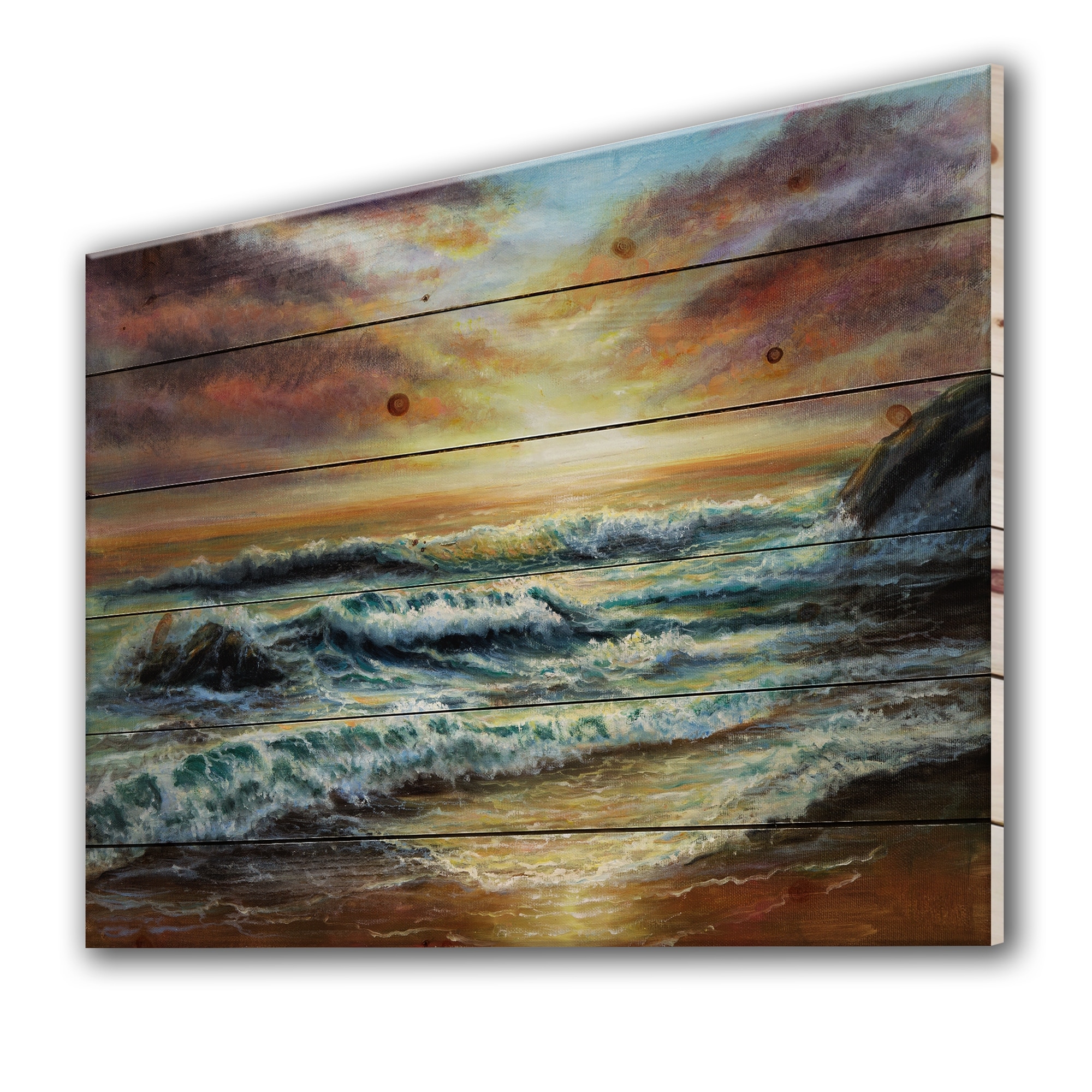 Designart 'Magnificent Sunset Over Blue Wild Wave Ocean'-image