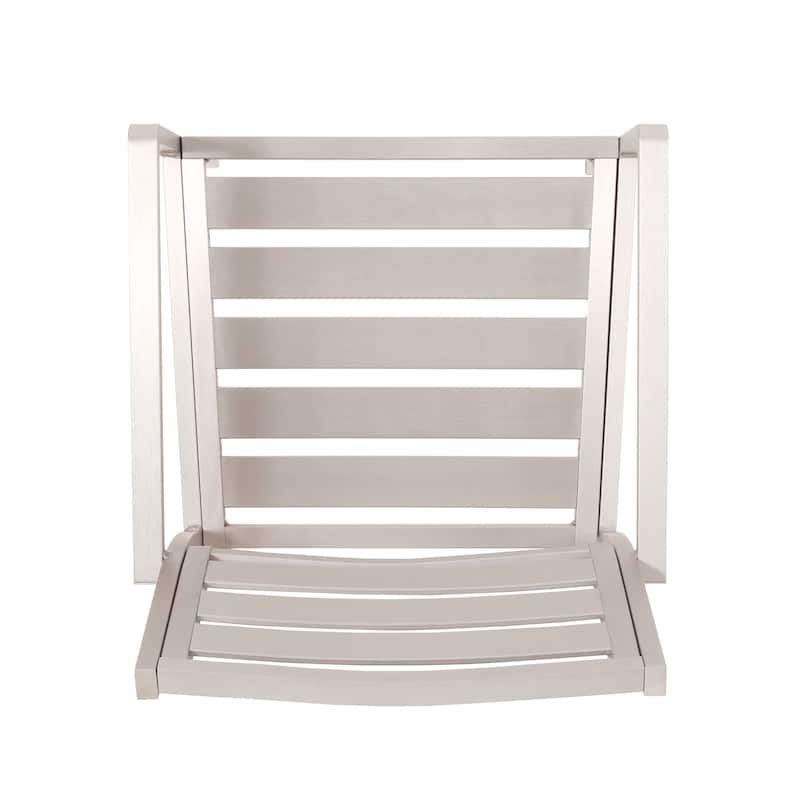 Roomfitters Outdoor Modern Aluminum Dining Chairs, Set of 2, Stylish and Durable Design, Silver