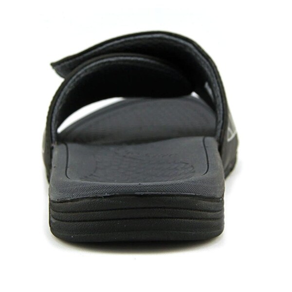 Open Toe Synthetic Black Slides Sandal 