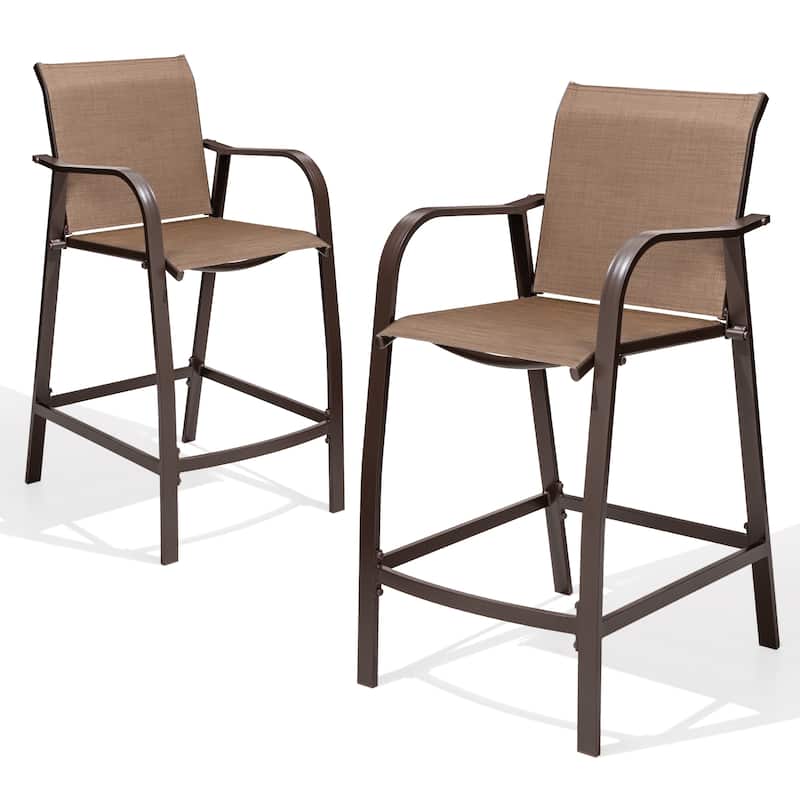 Crestlive Products Outdoor Outdoor Cast Aluminum Swivel Bar Stools with Sunbrella Cushion