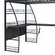 preview thumbnail 11 of 10, Black Metal Loft Beds Frame with Desk, Storage Shelves Bookcase and USB Ports, Outlet and Wireless Charging for Kids Boys Girls