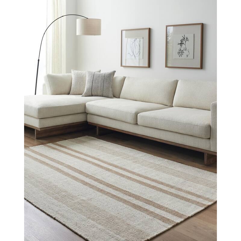 Livabliss Bolu Cottage Striped Area Rug - Beige/Off-White - 5' x 7' 6"